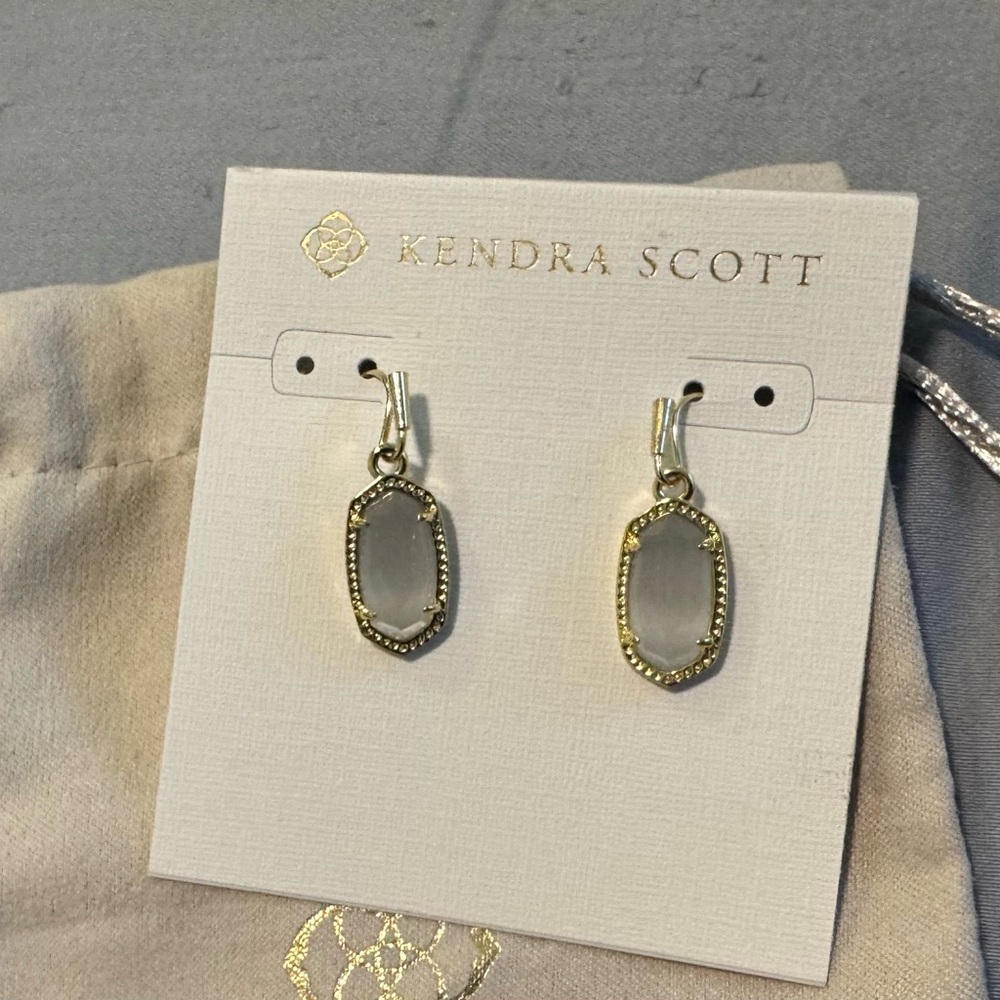Kendra Scott Gold Gray Slate Lee Drop Earrings - NWT